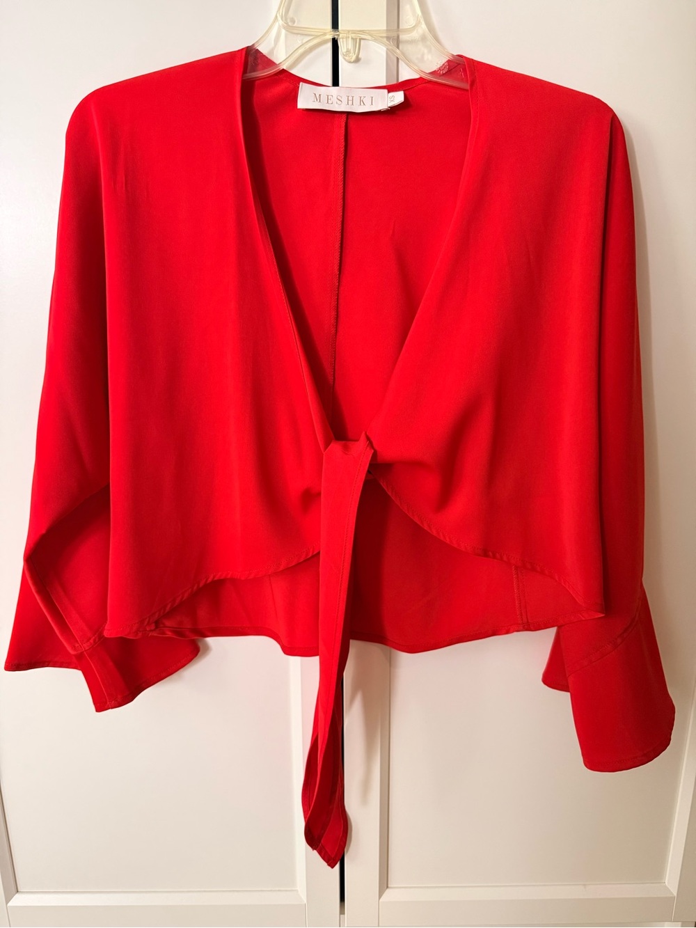 Meshki Red Tie-Front Blouse